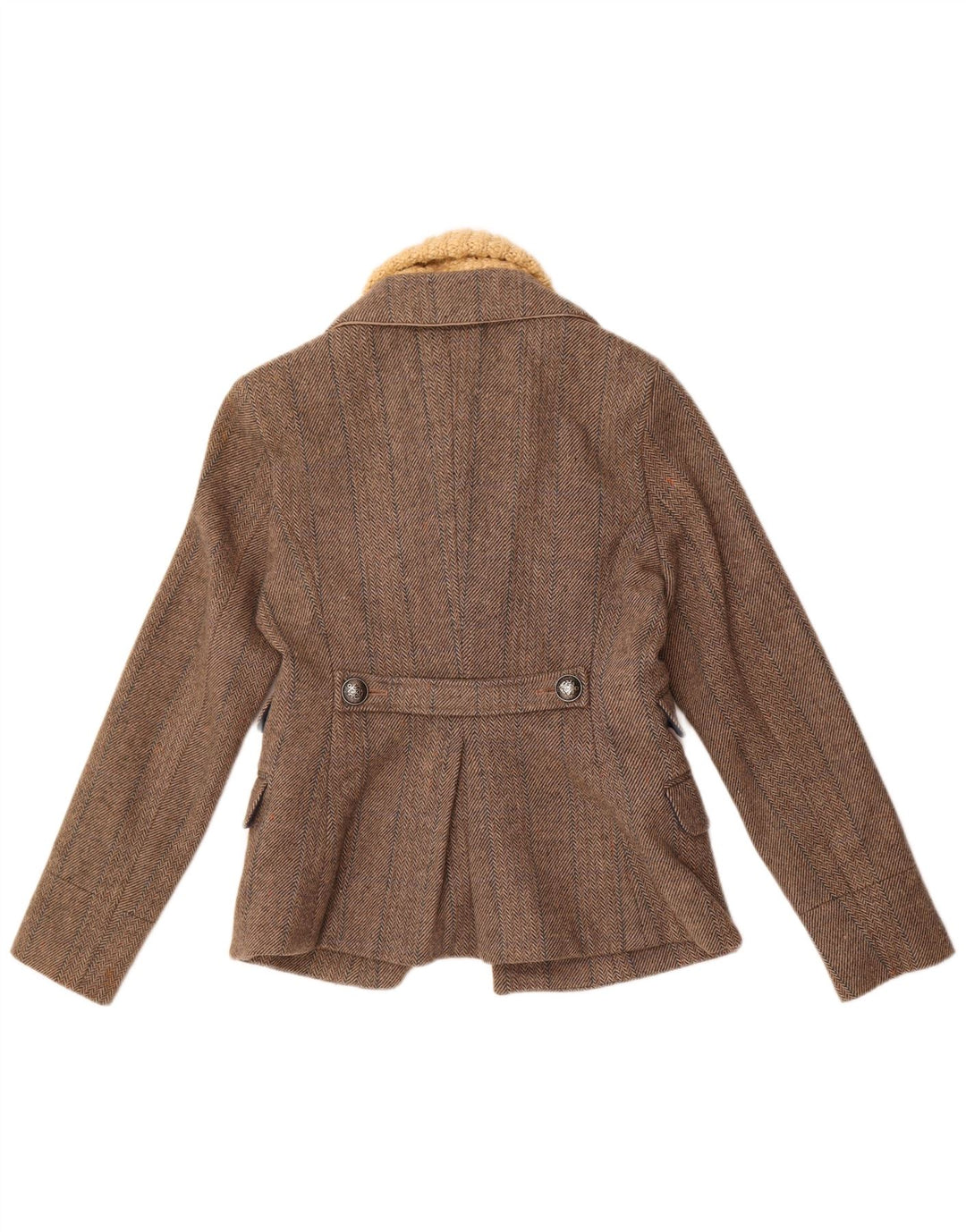 Superdry Dame 3-knaps blazerjakke UK 14 Stor grå sildebensuld