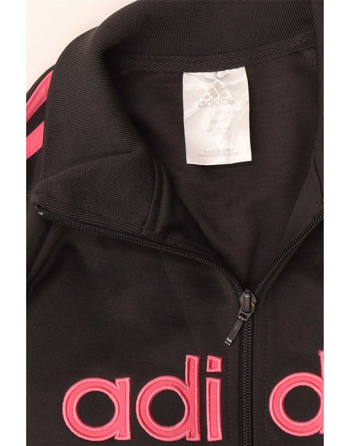 Adidas Dame Grafisk Træningsdragt Top Jacket UK 10 Small Black Bomuld