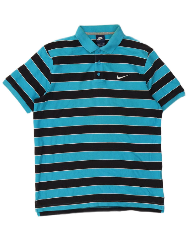 Nike Mens Polo Shirt Large Blue Striped