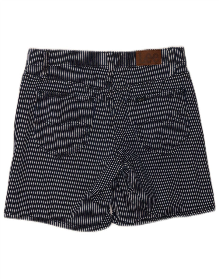 Lee Dame Mid Rise Casual Shorts W30 Medium Navy Blue Pinstripe