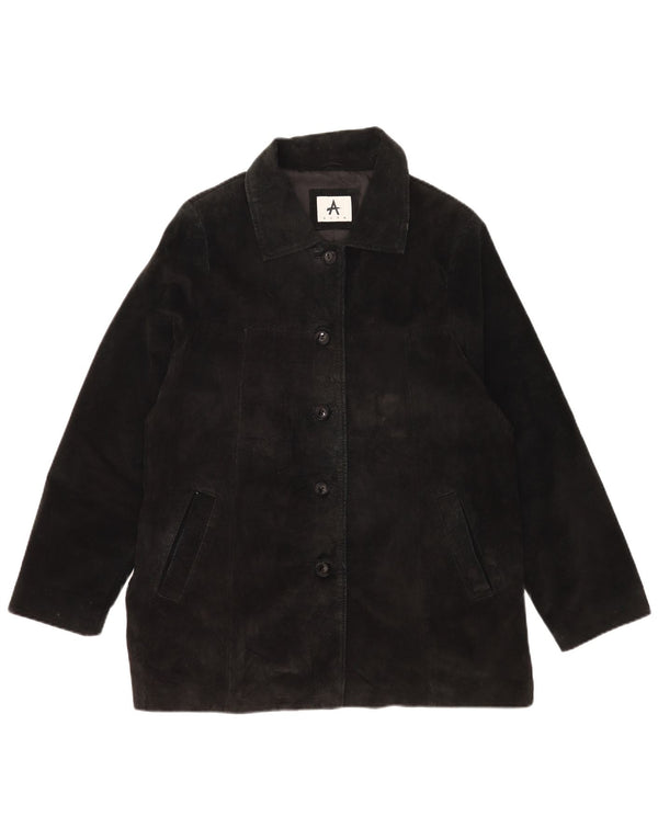 Vintage dame ruskindsjakke UK 18 XL sort læder