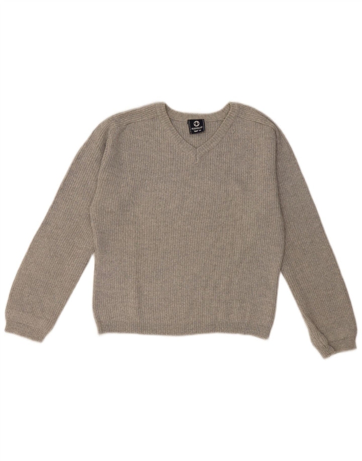 Murphy & Nye Dame Crop V-hals Jumper Sweater UK 12 Medium Grey
