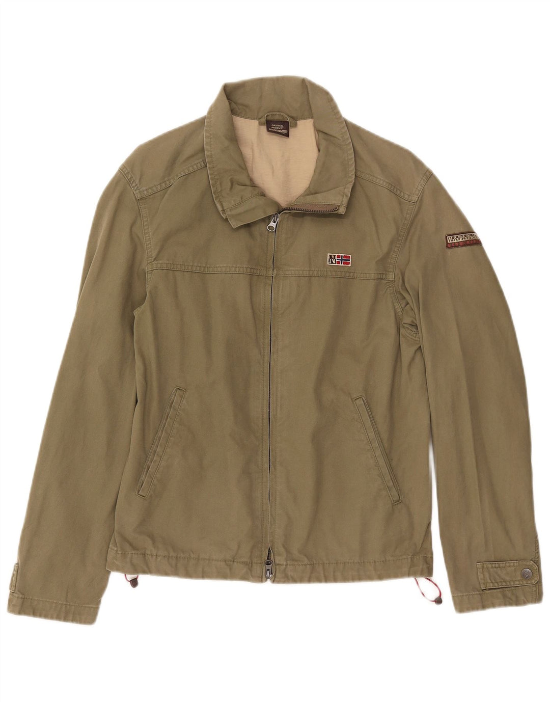 Napapijri Herre Bomber Jacket UK 36 Small Khaki Cotton