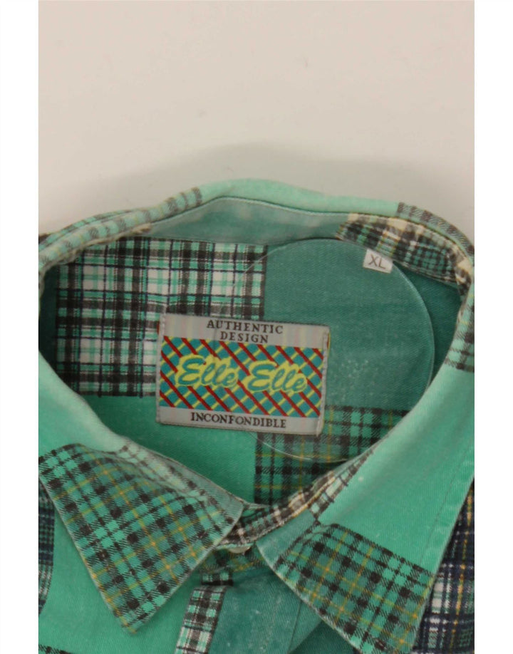 Elle Herreskjorte XL Grøn Patchwork