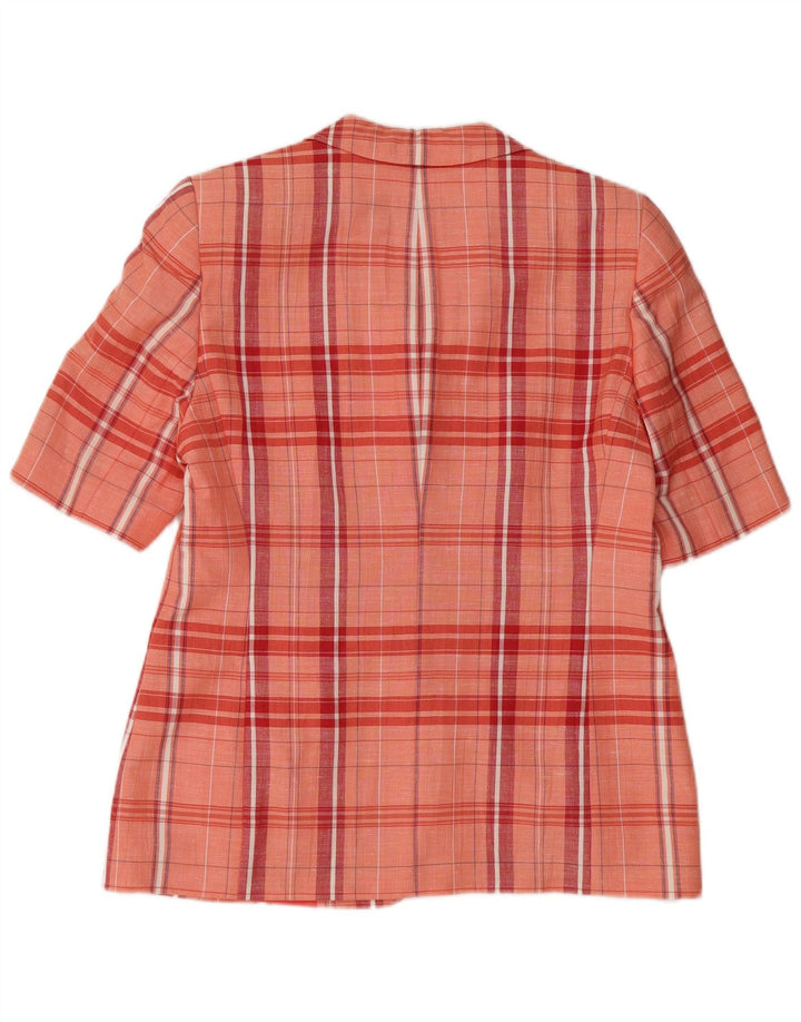BASLER Dame 3-knaps kortærmet blazerjakke UK 12 Medium Pink Check