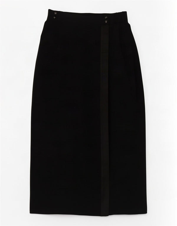 Simon Ellis Womens High Waist Wrap Skirt W30 Medium Black Triacetate