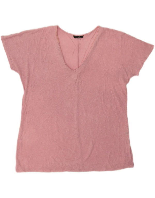 Massimo Dutti Dame T-Shirt Top UK 16 Large Pink Flecked