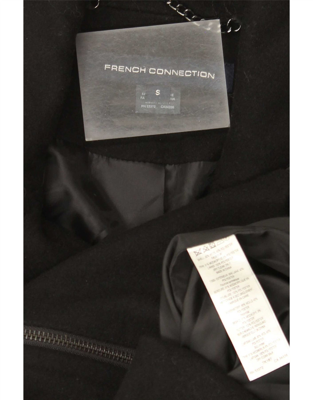 French Connection Dame Overfrakke UK 10 Lille Sort Uld