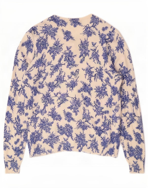 Marks & Spencer Dame Cardigan Sweater UK 14 Large Blue Floral Viscose