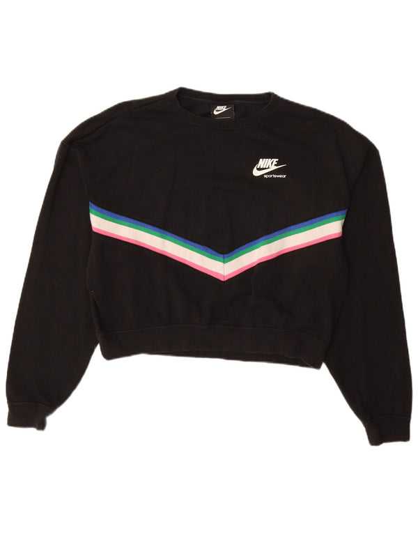 NIKE Womens Oversized Graphic Sweatshirt Jumper UK 10 Small Black