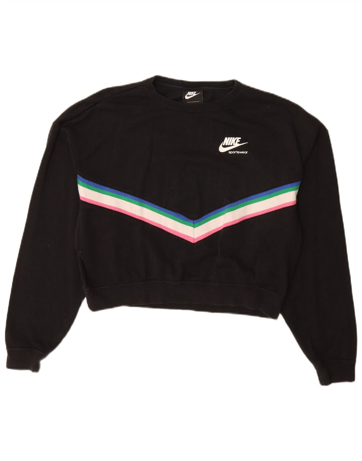 NIKE Oversized grafisk sweatshirt trøje til kvinder UK 10 Lille sort