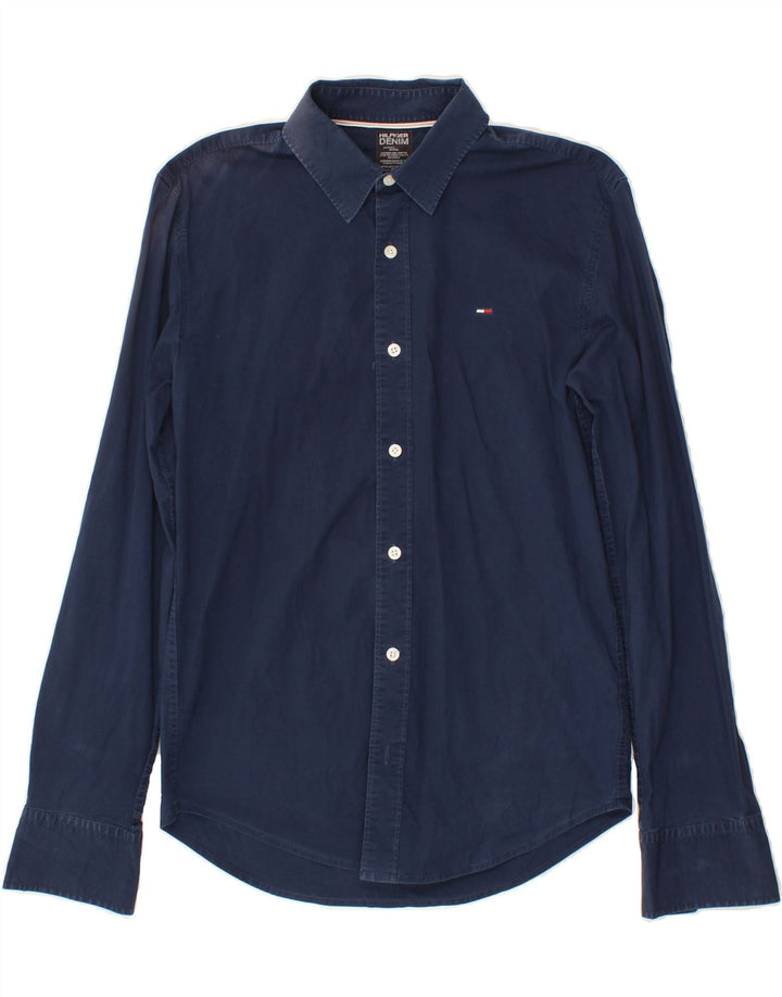 TOMMY HILFIGER Mens Shirt Medium Navy Blue Cotton Vintage Tommy Hilfiger and Second-Hand Tommy Hilfiger from Messina Hembry 