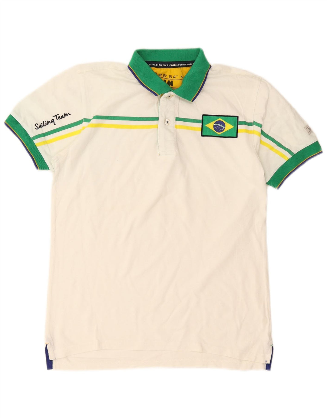 Slam Herre grafisk poloshirt Lille hvid Colourblock Bomuld