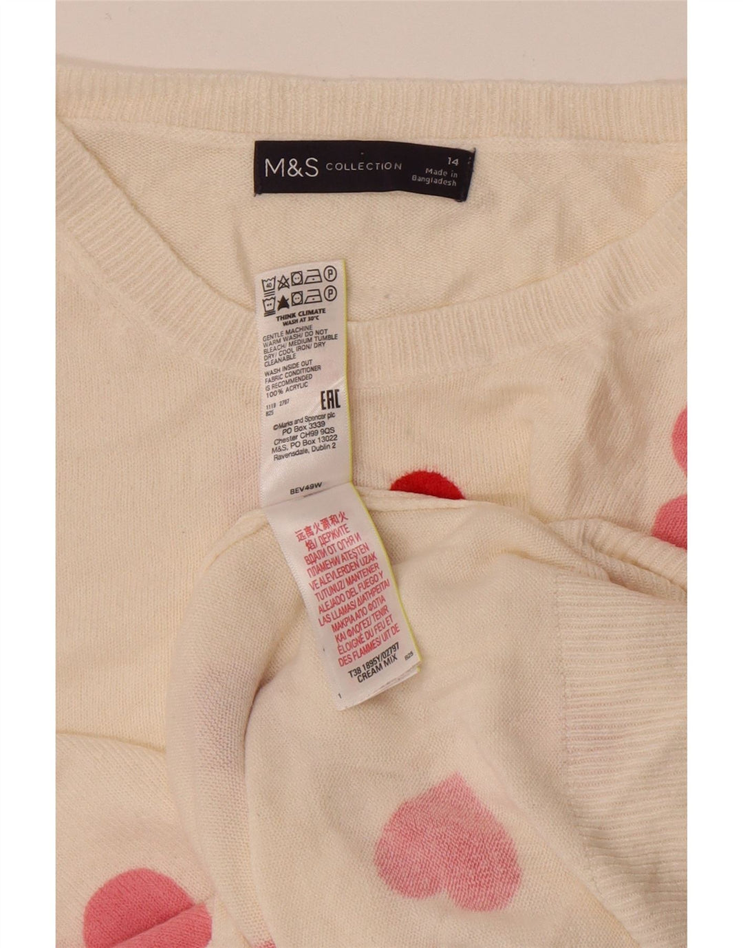 Marks & Spencer Dame sweater med rund hals DK 14 Medium White Heart