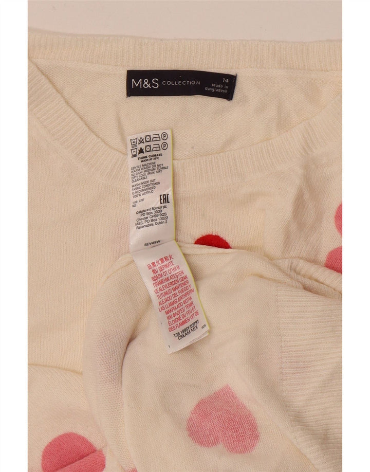 Marks & Spencer Dame sweater med rund hals DK 14 Medium White Heart