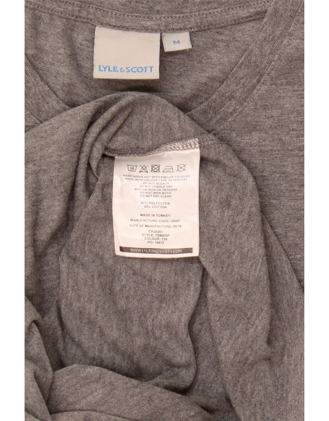 Lyle & Scott Herre T-shirt Top Medium Grey Flecked Polyester