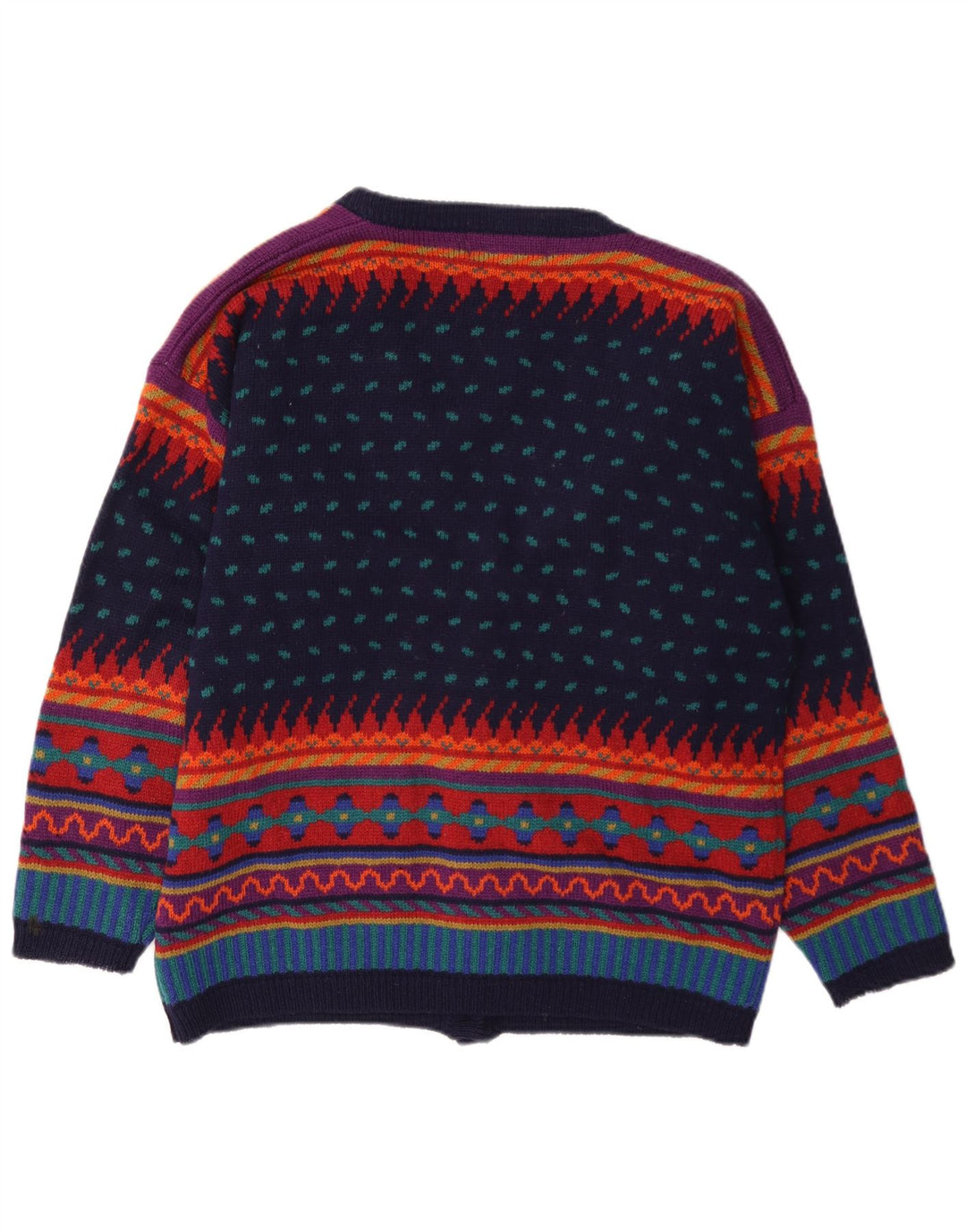 Tulchan Dame Cardigan Sweater UK 14 Medium Flerfarvet geometrisk uld