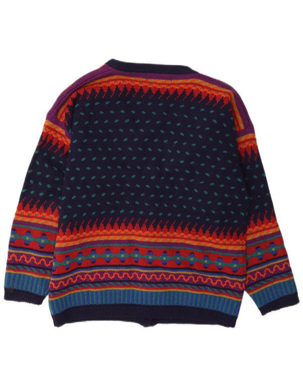 Tulchan Dame Cardigan Sweater UK 14 Medium Flerfarvet geometrisk uld