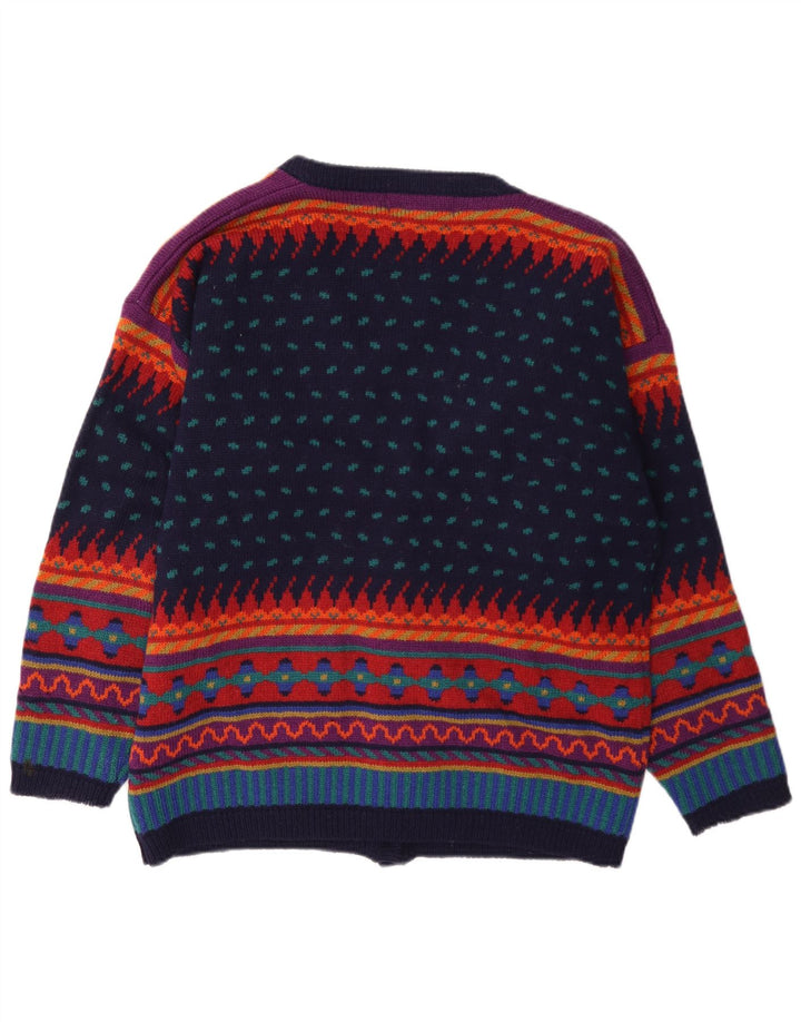 Tulchan Dame Cardigan Sweater UK 14 Medium Flerfarvet geometrisk uld