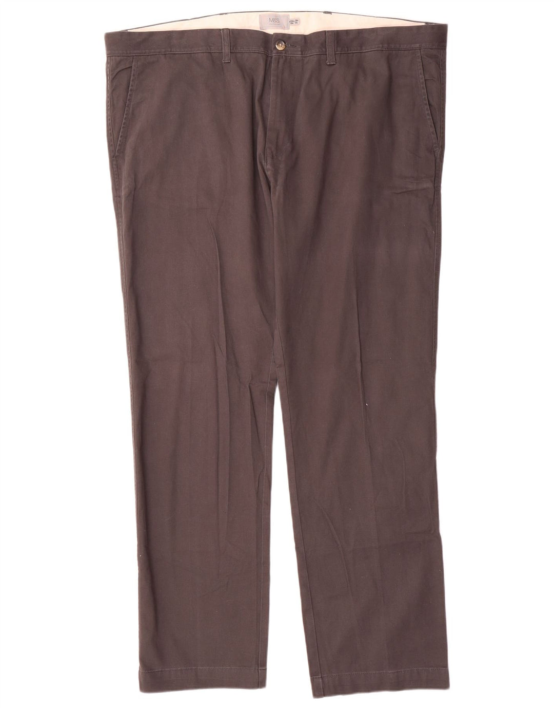 Marks & Spencer Straight Chino-bukser til mænd W44 L31 Grå bomuld