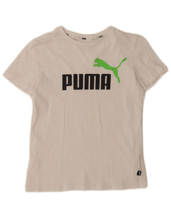Puma Girls Graphic T-Shirt Top 11-12 Years White Cotton