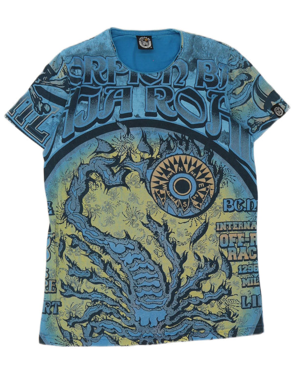 Scorpion Bay Boys grafisk T-shirt top 12-13 år XL blå bomuld