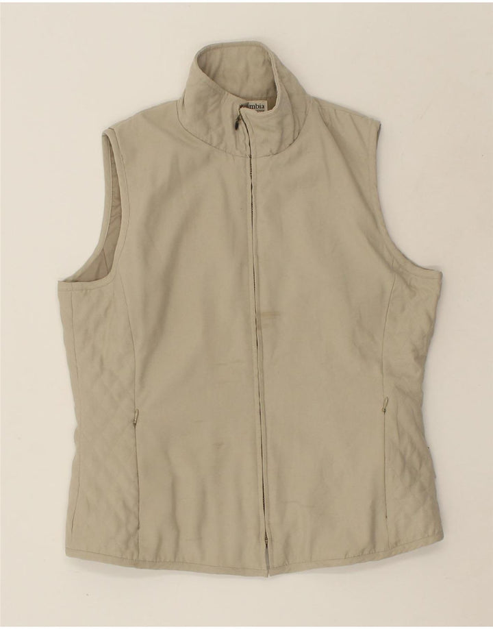 COLUMBIA Womens Gilet UK 14 Medium Beige Polyester | Vintage Columbia | Thrift | Second-Hand Columbia | Used Clothing | Messina Hembry 