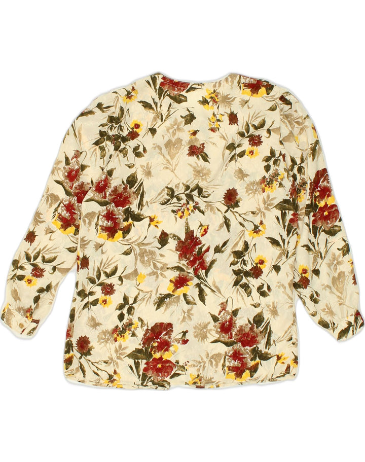 VINTAGE Womens Shirt Blouse UK 14 Medium Beige Floral Viscose | Vintage Vintage | Thrift | Second-Hand Vintage | Used Clothing | Messina Hembry 