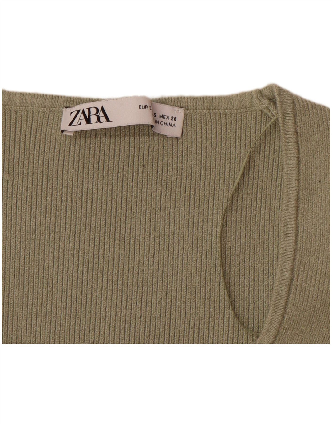 ZARA Womens Knit Long Sleeve Bodysuit UK 8 Small Green Viscose