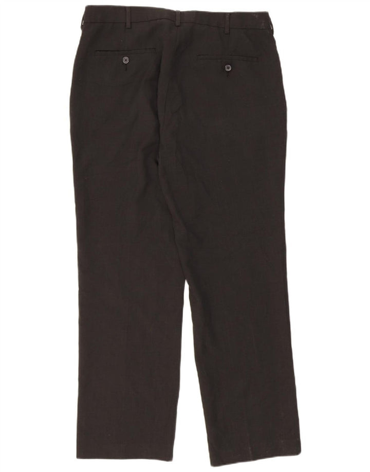 FARAH Mens Straight Suit Trousers W34 L30 Black Polyester