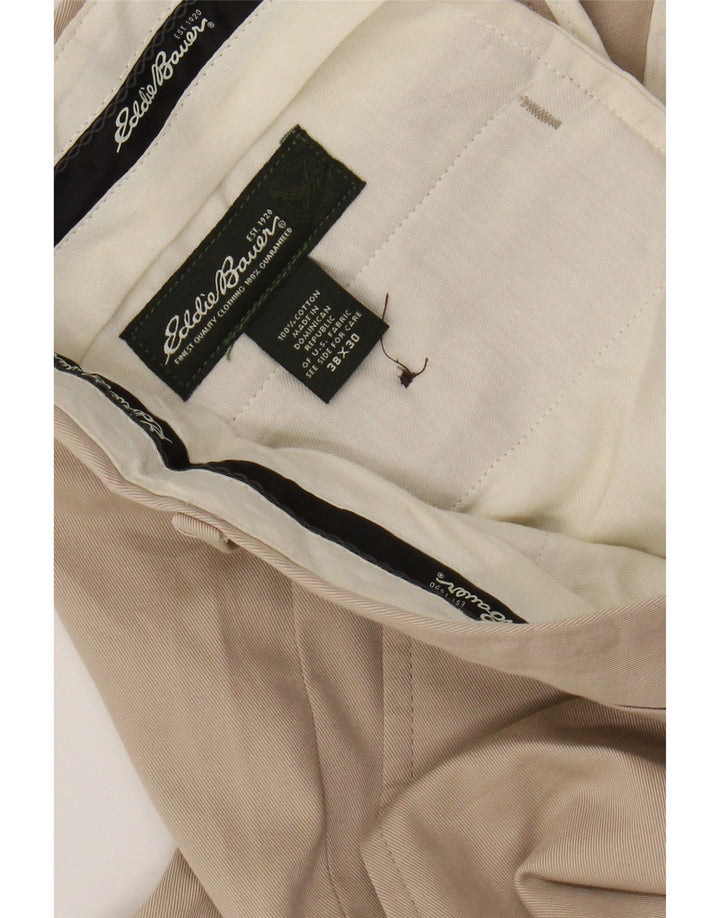 EDDIE BAUER Straight Chino Bukser til mænd W38 L30 Beige Bomuld