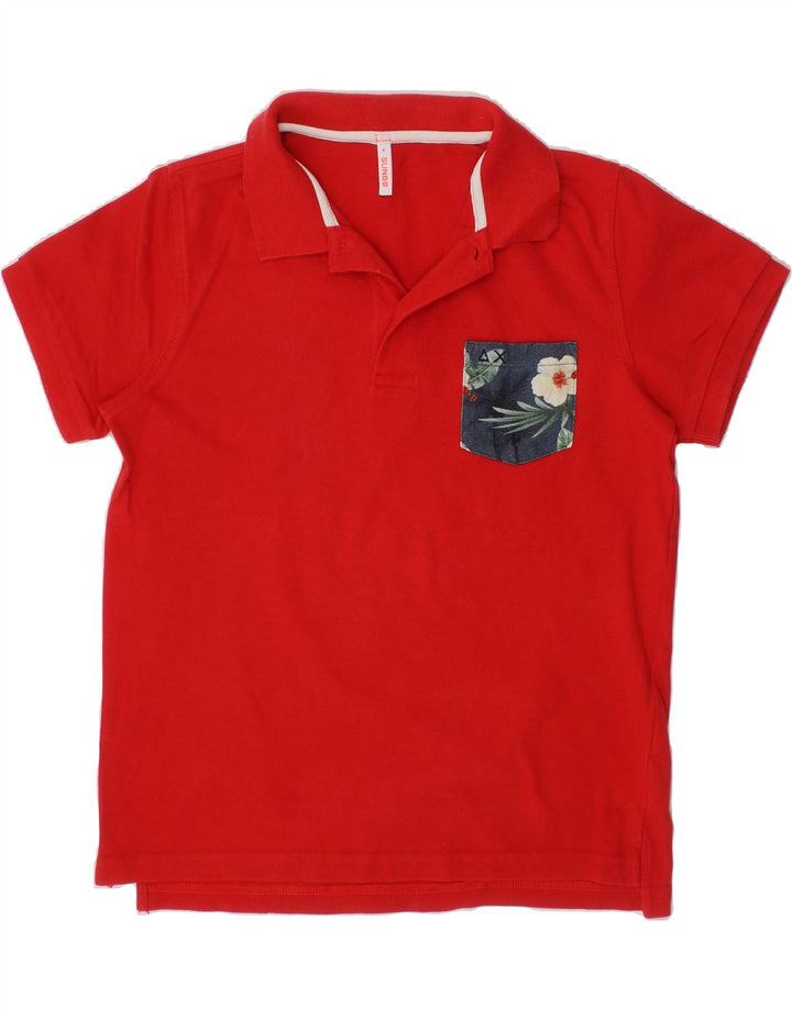 SUN68 Boys Polo Shirt 7-8 Years Red Floral Cotton Vintage Sun68 and Second-Hand Sun68 from Messina Hembry 