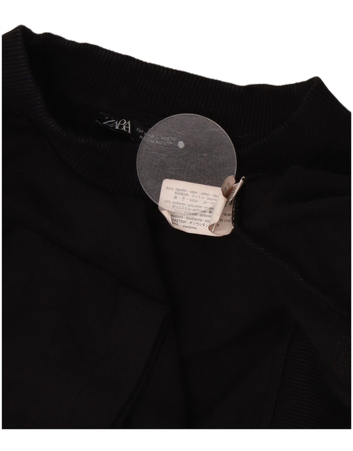 Zara Herre T-Shirt Top UK 16 Stor Sort Bomuld