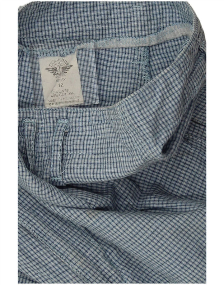 DOCKERS kvinders højtaljede chinoshorts US 12 Large W28 Blue Check