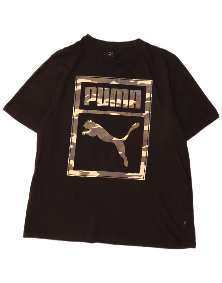 Puma Herre Grafisk T-Shirt Top XL Sort Bomuld