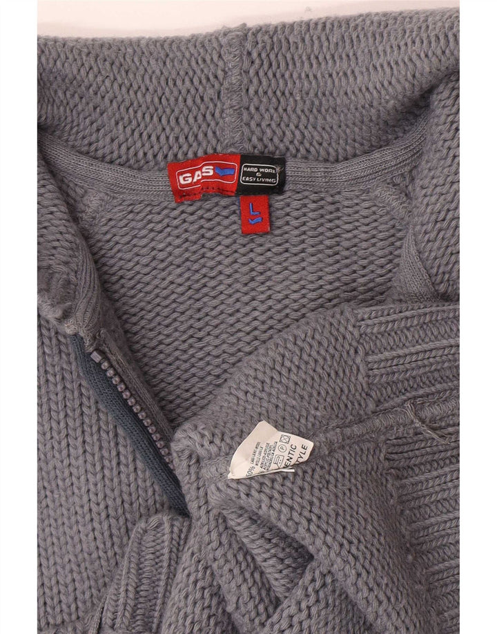 Gas Herre hætte cardigan sweater Stor grå uld