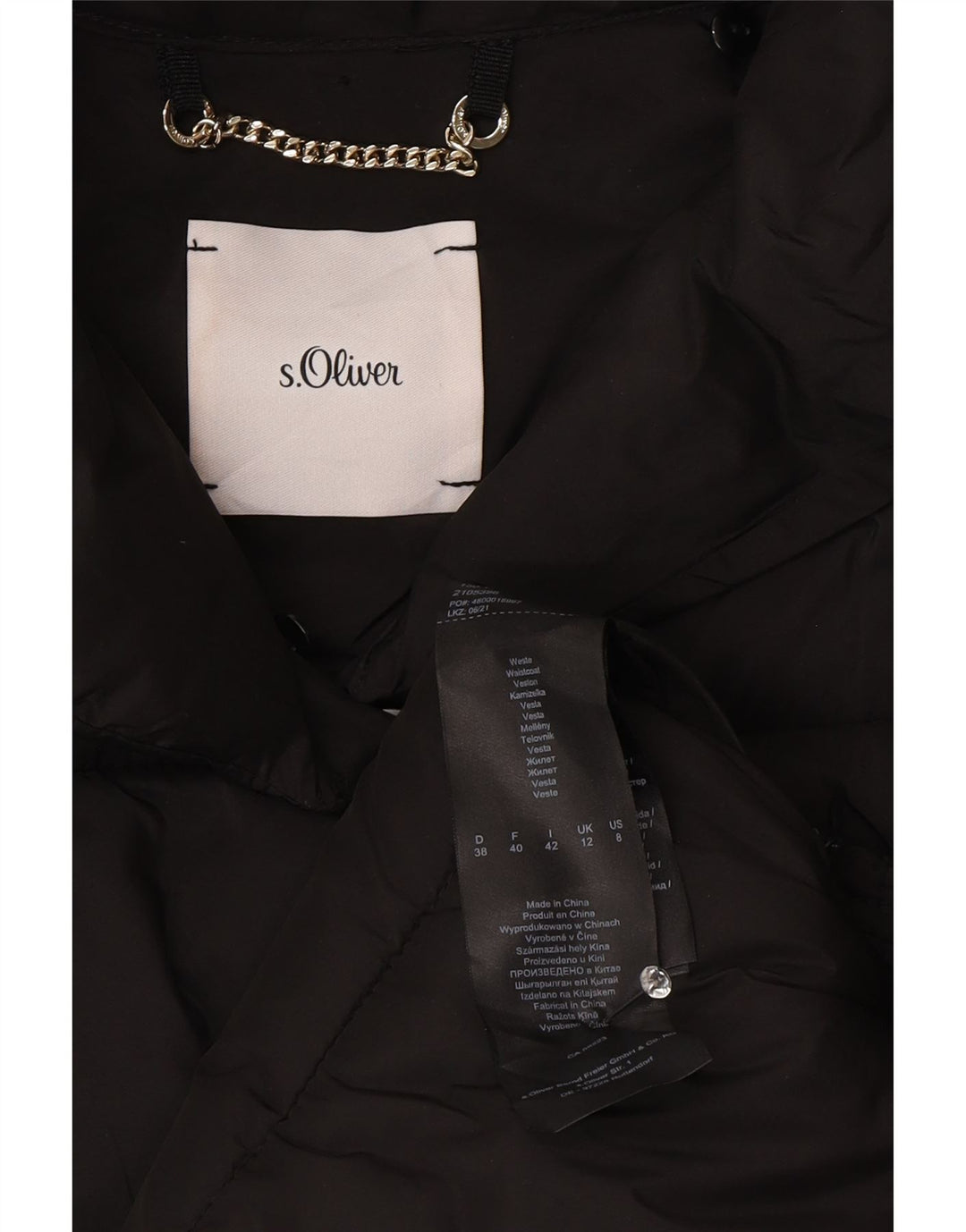 S.Oliver Dame ærmeløs polstret frakke UK 12 Medium Sort Polyester