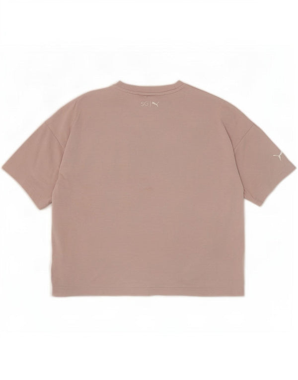Puma Dame Selena Oversized grafisk T-shirt Top UK 12 Medium Grå