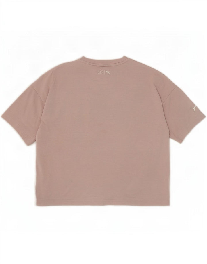 Puma Dame Selena Oversized grafisk T-shirt Top UK 12 Medium Grå