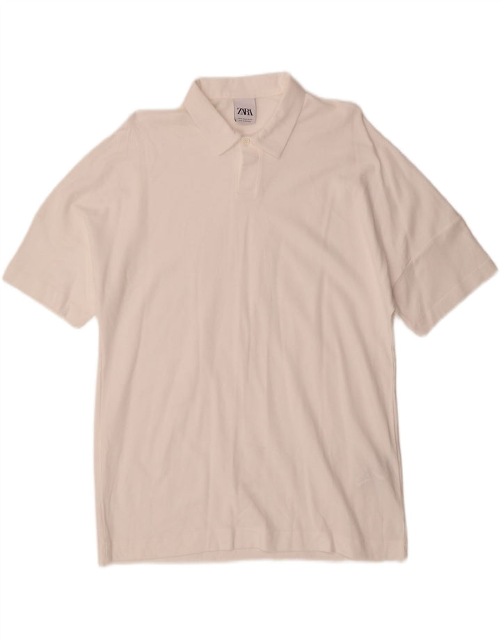 Zara herre poloshirt Medium hvid bomuld