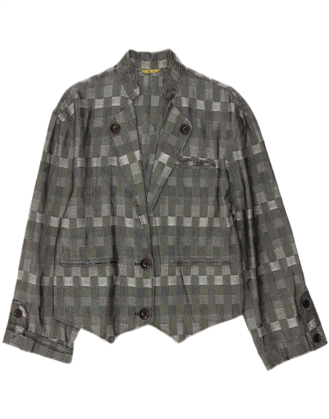 VINTAGE Womens Oversized 2 Button Blazer Jacket EU 36 Small Grey Check