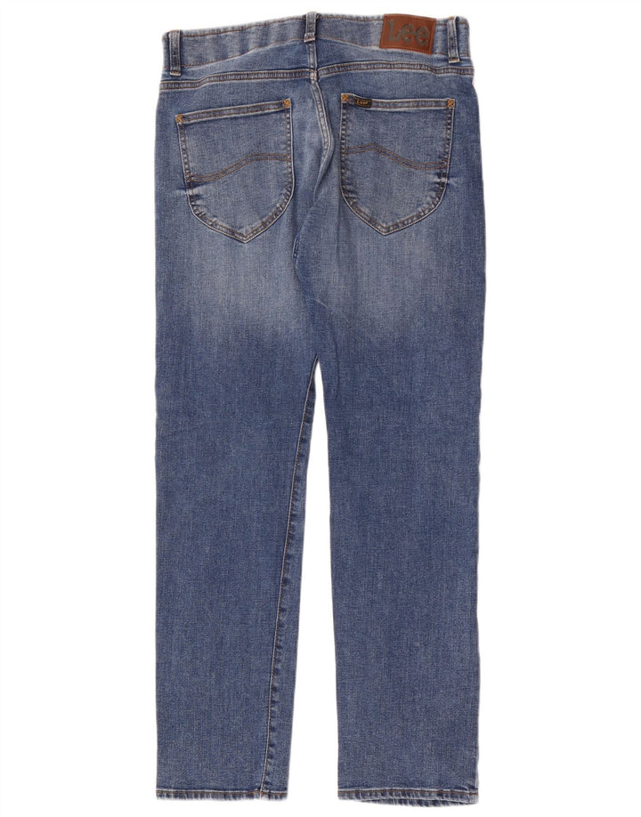 Lee Mens Slim Straight Jeans W32 L32 Blå Bomuld