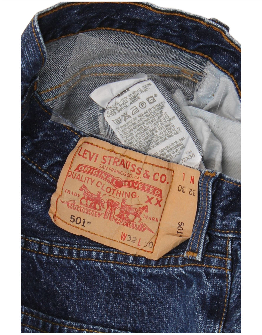LEVI'S Herre 501 Straight Jeans W32 L30 Blå Bomuld