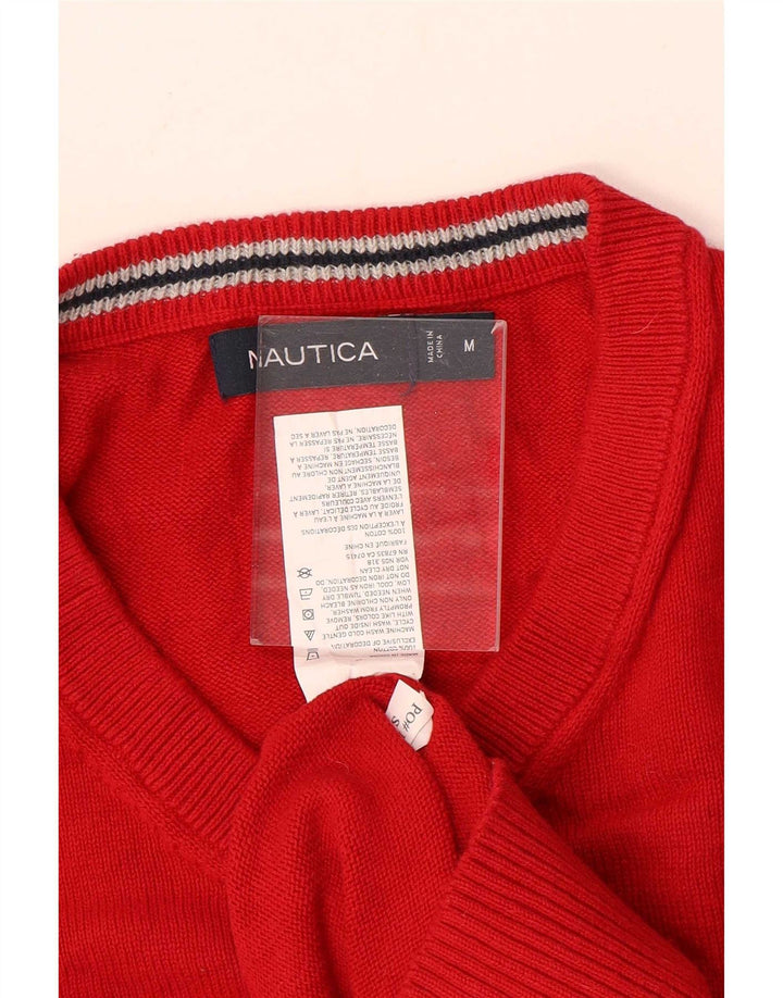 Nautica Herre V-hals sweater Medium Rød Bomuld