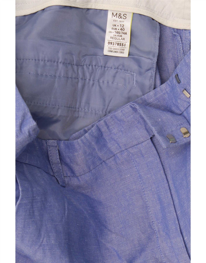 Marks & Spencer Womens Regular Cropped Trousers UK 12 Medium W32 L26 Blue