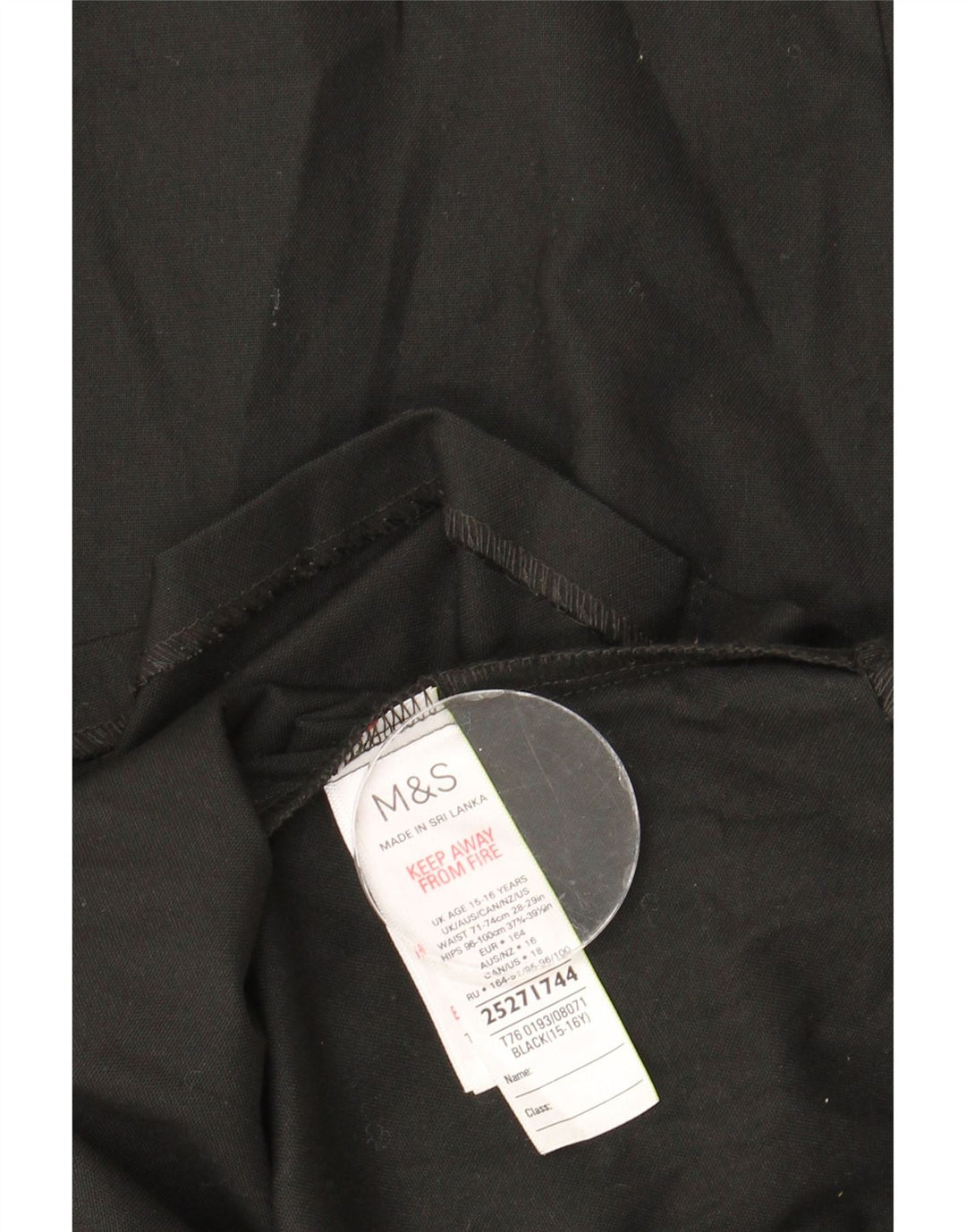 Marks & Spencer Girls Pencil Skirt 15-16 år W29 Sort Polyester