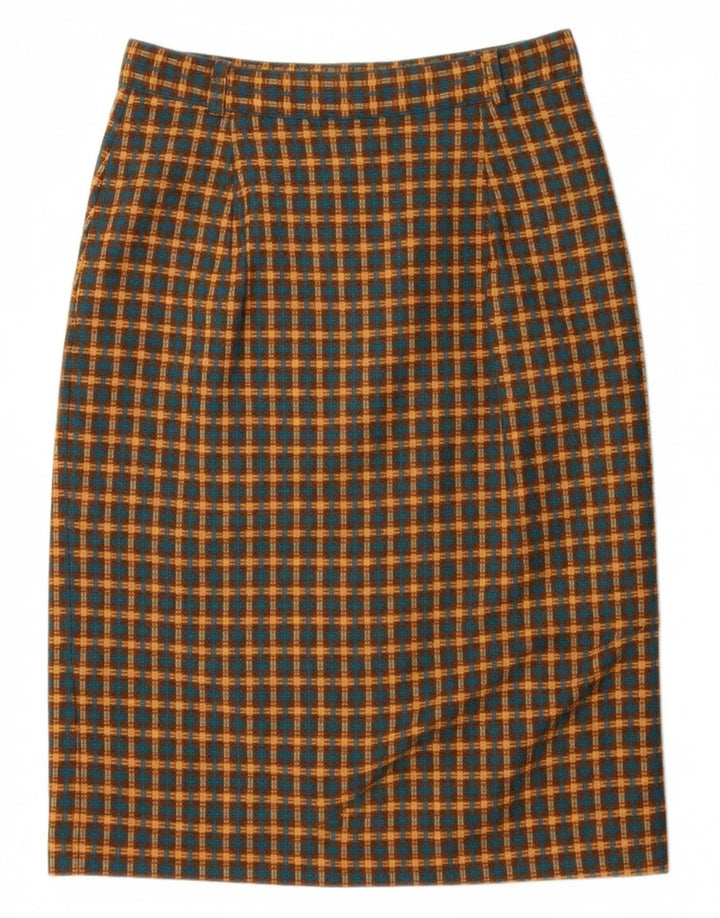 AFFINITY Womens High Waist Pencil Skirt UK 14 Medium W30 Brown Plaid