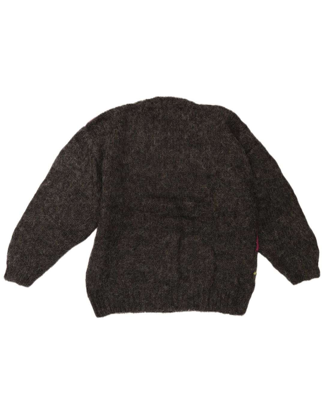 VINTAGE Dame sweater med rund hals DK 14 Stor grå farveblok