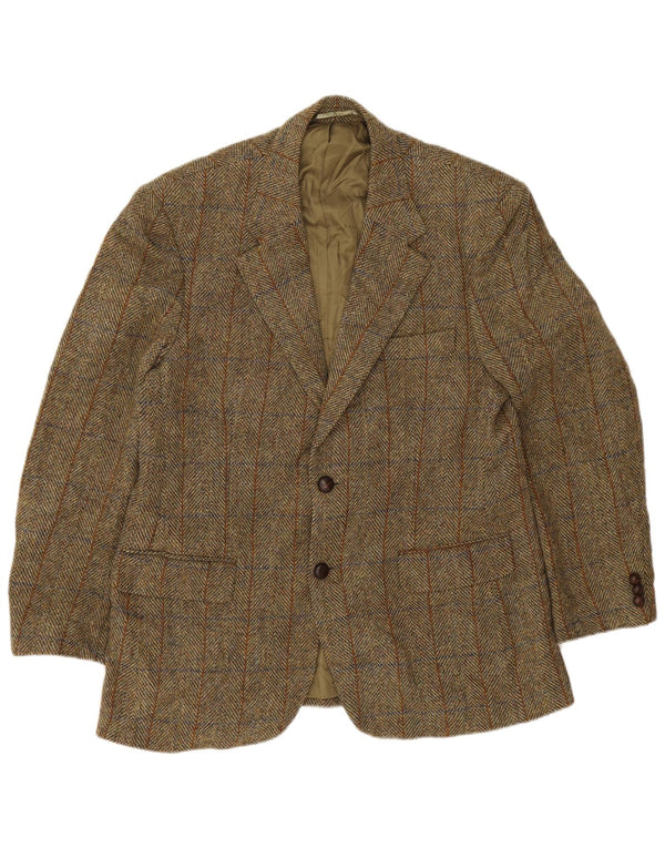 Harris Tweed Herre 2 Button Blazer Jacket UK 40 Large Green Herringbone