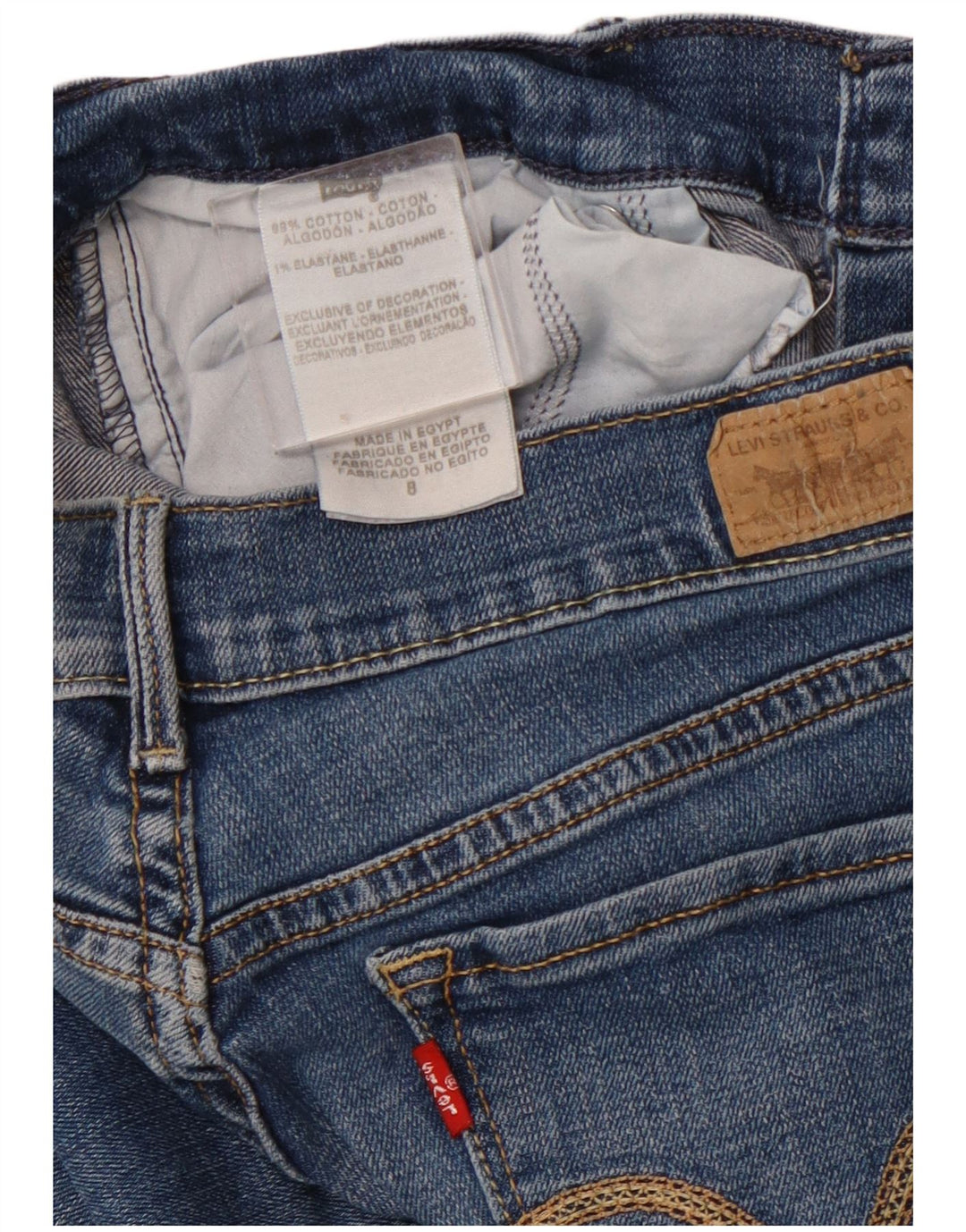 LEVI'S Dame 515 Capri Jeans US 8 Medium W28 L19 Blå Bomuld